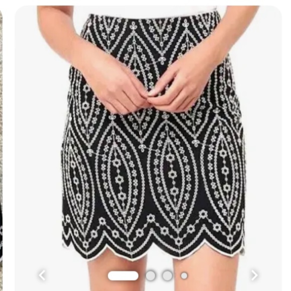 LOFT Ladies Size 6 Black White Embroidered Skirt